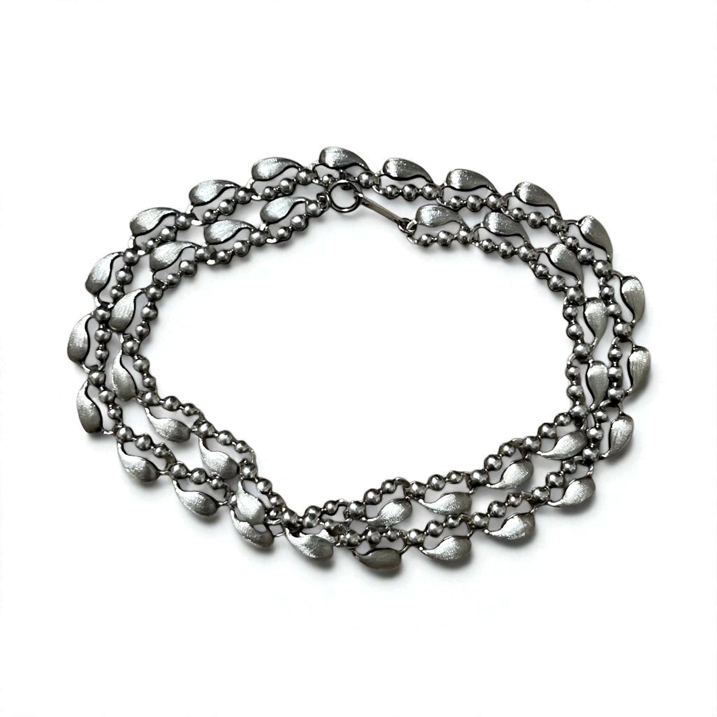 Vintage Silver Necklace ティアドロップ 2WAY ネックレス 2連 ブレスレット PT100 SV シルバー プラチナ