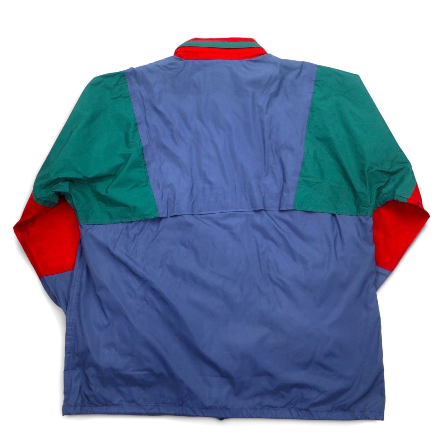 Vintage Euro Work Jacket ユーロワーク カラーブロック ナイロンジャケット XL ブルー フード収納式 ドローコード