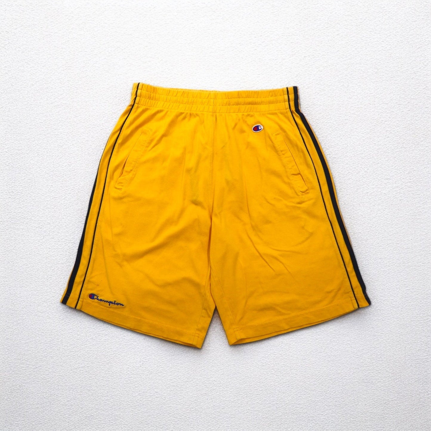 Champion 90年代 イージー ショートパンツ ハーフパンツ XL イエロー 青刺繍タグ バスケットボール