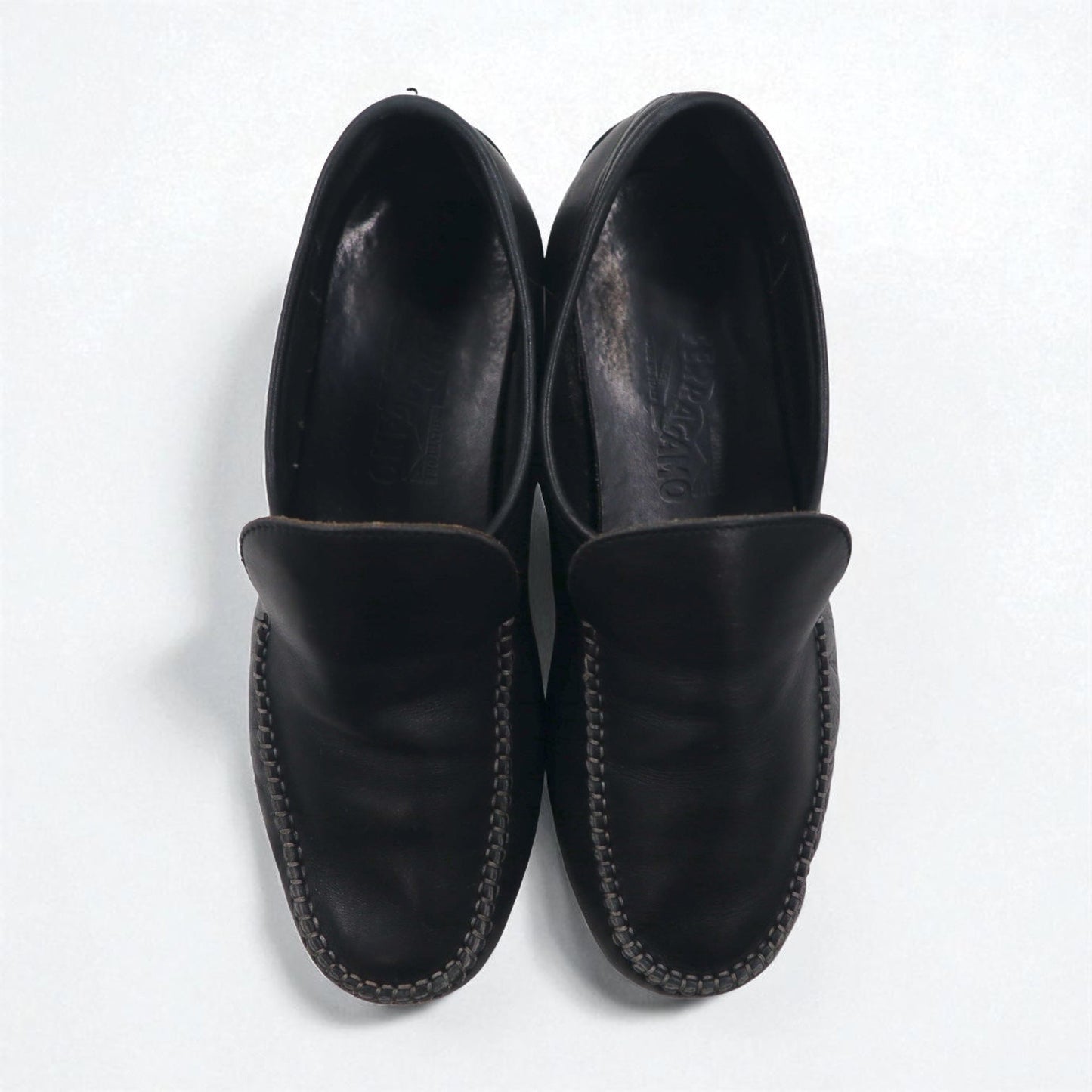 Salvatore Ferragamo ドライビングシューズ ローファー スリッポン 26cm ブラック レザー イタリア製
