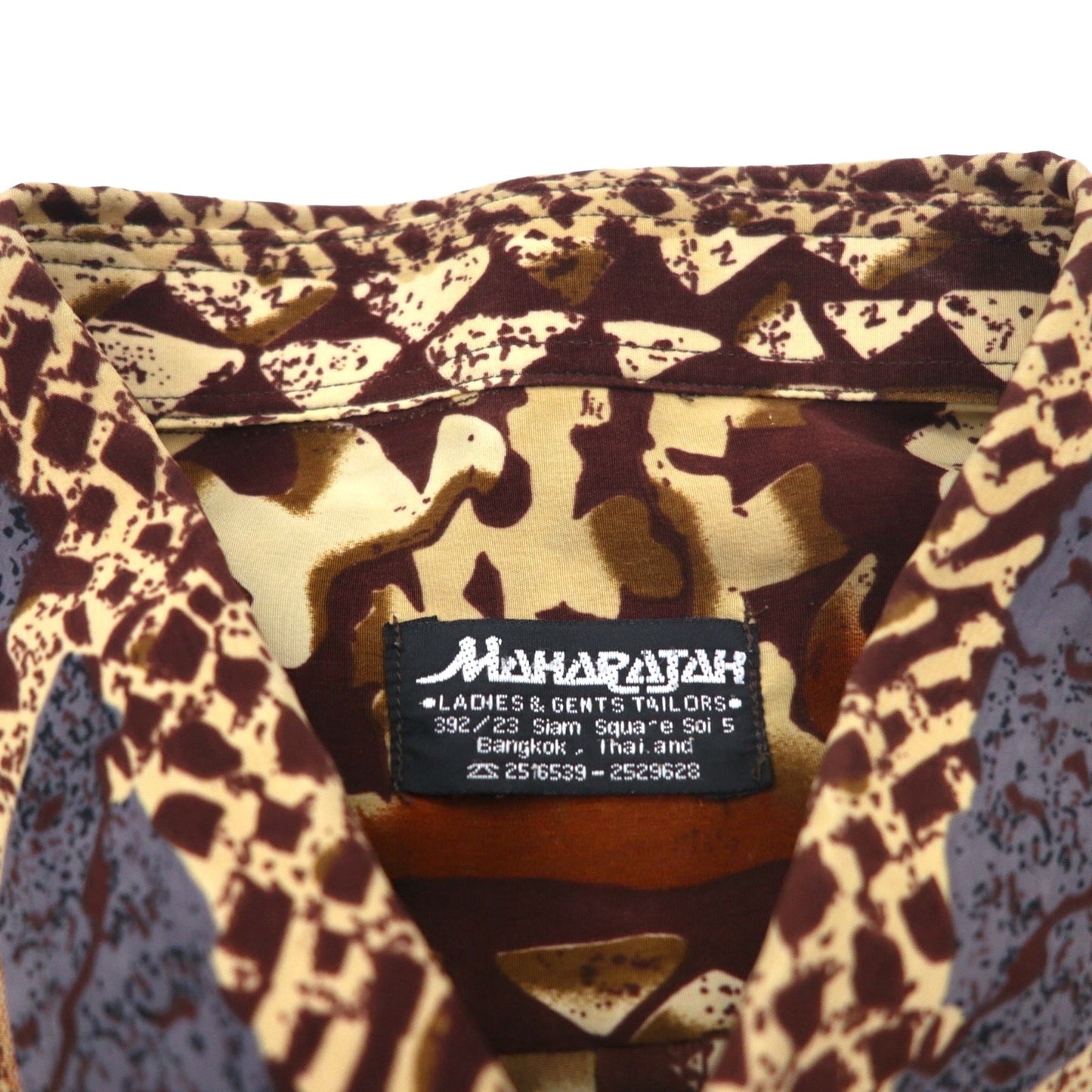 MAHARAJAH 90年代 半袖 ポリシャツ アロハシャツ XL ブラウン 総柄