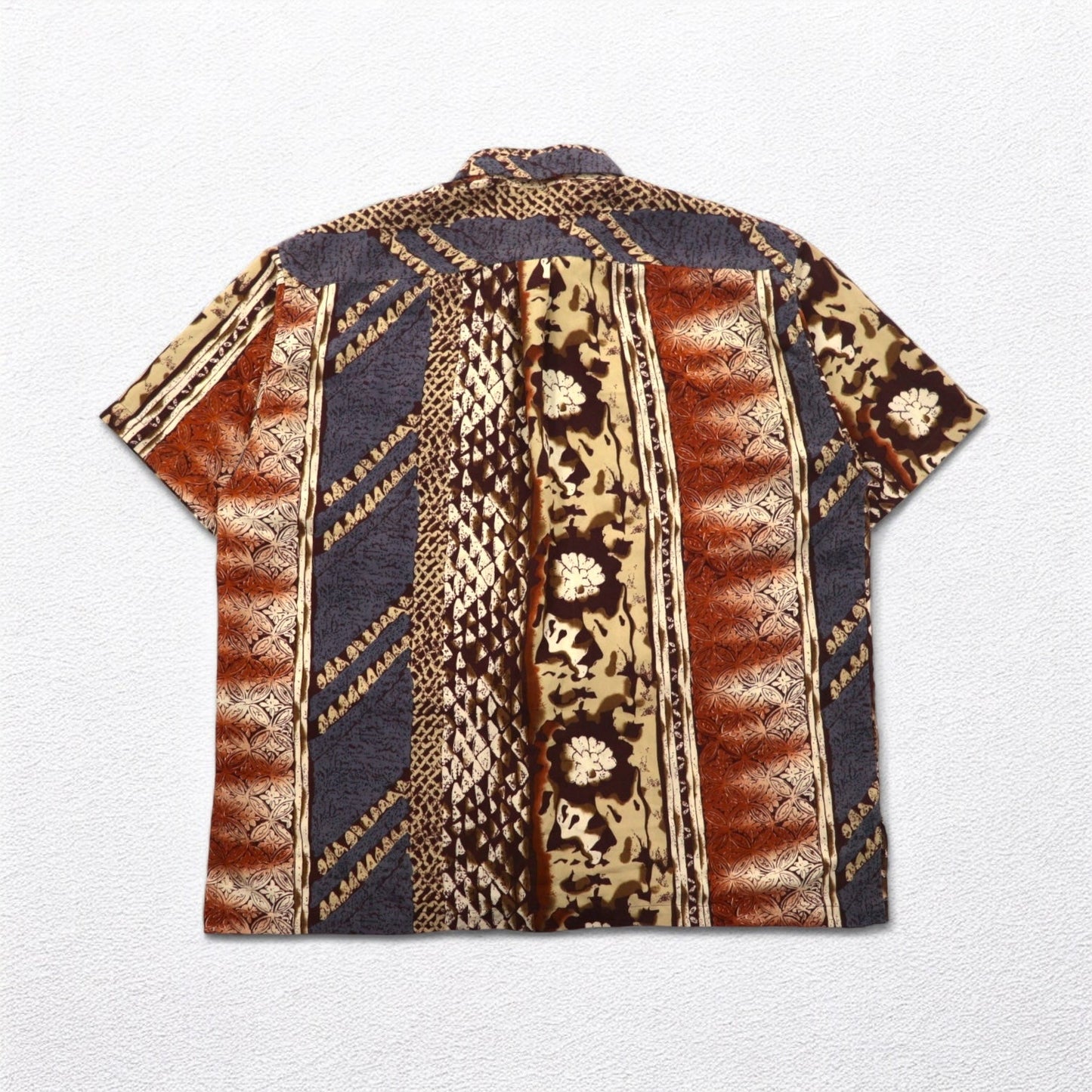 MAHARAJAH 90年代 半袖 ポリシャツ アロハシャツ XL ブラウン 総柄