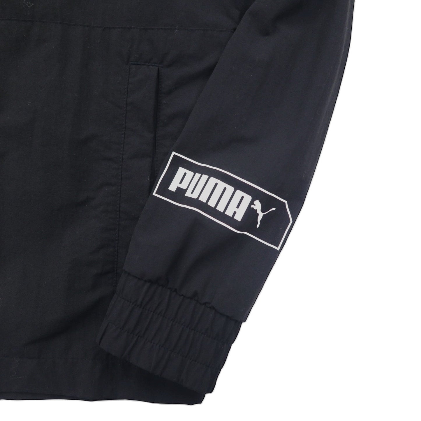 PUMA ウーブンジャケット ウインドブレイカー L ブラック ナイロン ロゴ 581075