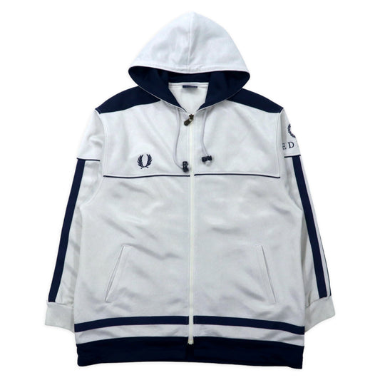 FRED PERRY 80年代 トラックジャケット ジャージ XL ホワイト ポリエステル ロゴ刺繍 ビッグサイズ 日本製