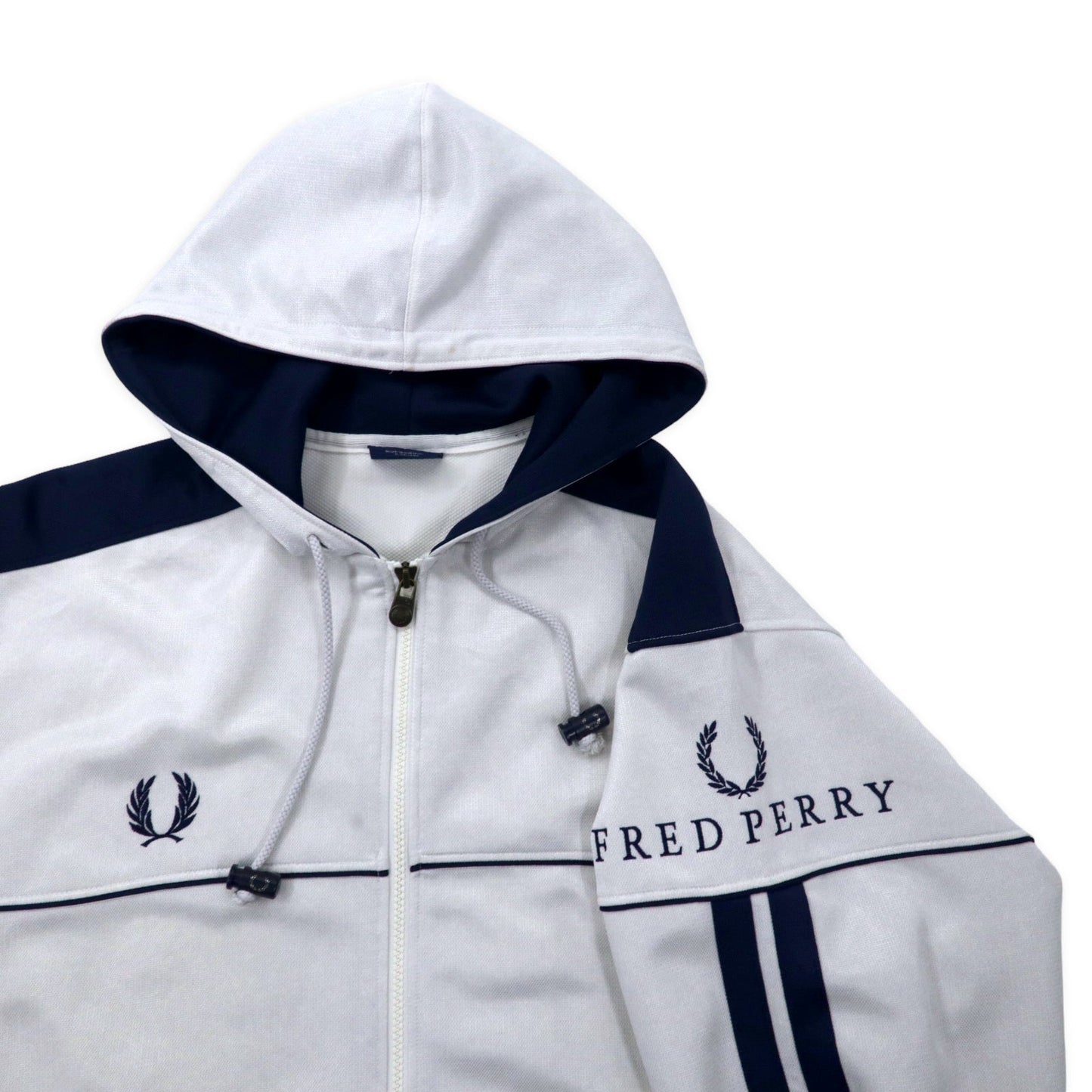 FRED PERRY 80年代 トラックジャケット ジャージ XL ホワイト ポリエステル ロゴ刺繍 ビッグサイズ 日本製
