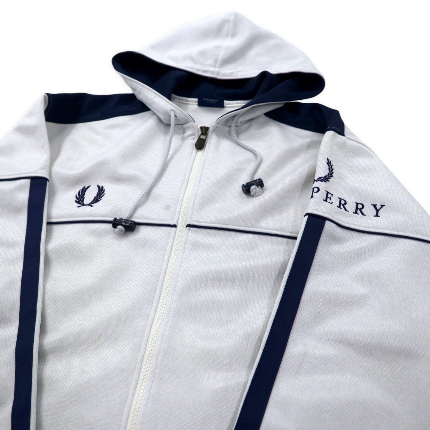 FRED PERRY 80年代 トラックジャケット ジャージ XL ホワイト ポリエステル ロゴ刺繍 ビッグサイズ 日本製