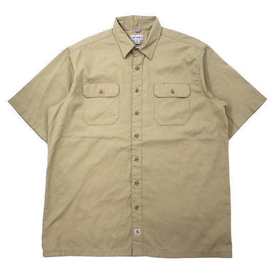 carhartt 半袖 ワークシャツ 2XL ベージュ ポリエステル コットン ビッグサイズ Twill S/S Work Shirt S223 KHI