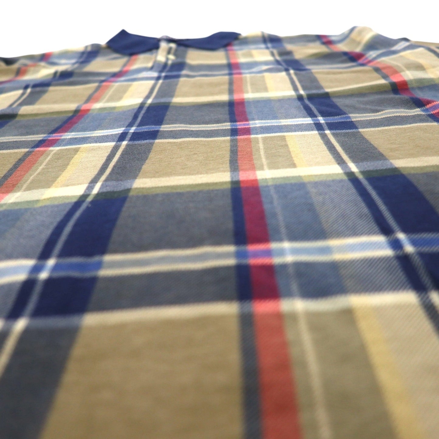 nautica 90年代 ポロシャツ XL ネイビー チェック コットン ワンポイントロゴ刺繍