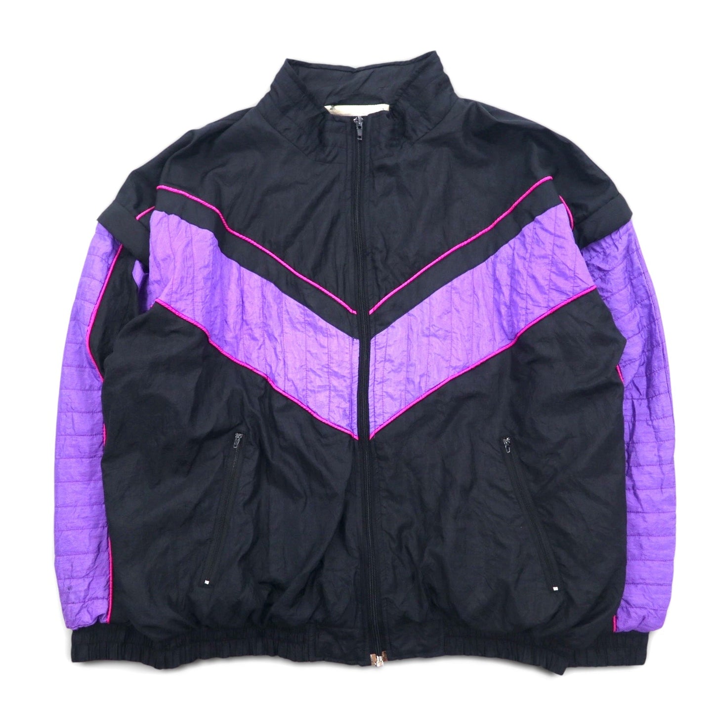 Vintage Nylon Jacket 90年代 ナイロンジャケット トレーニングジャケット ジャージ M ブラック アーム着脱式
