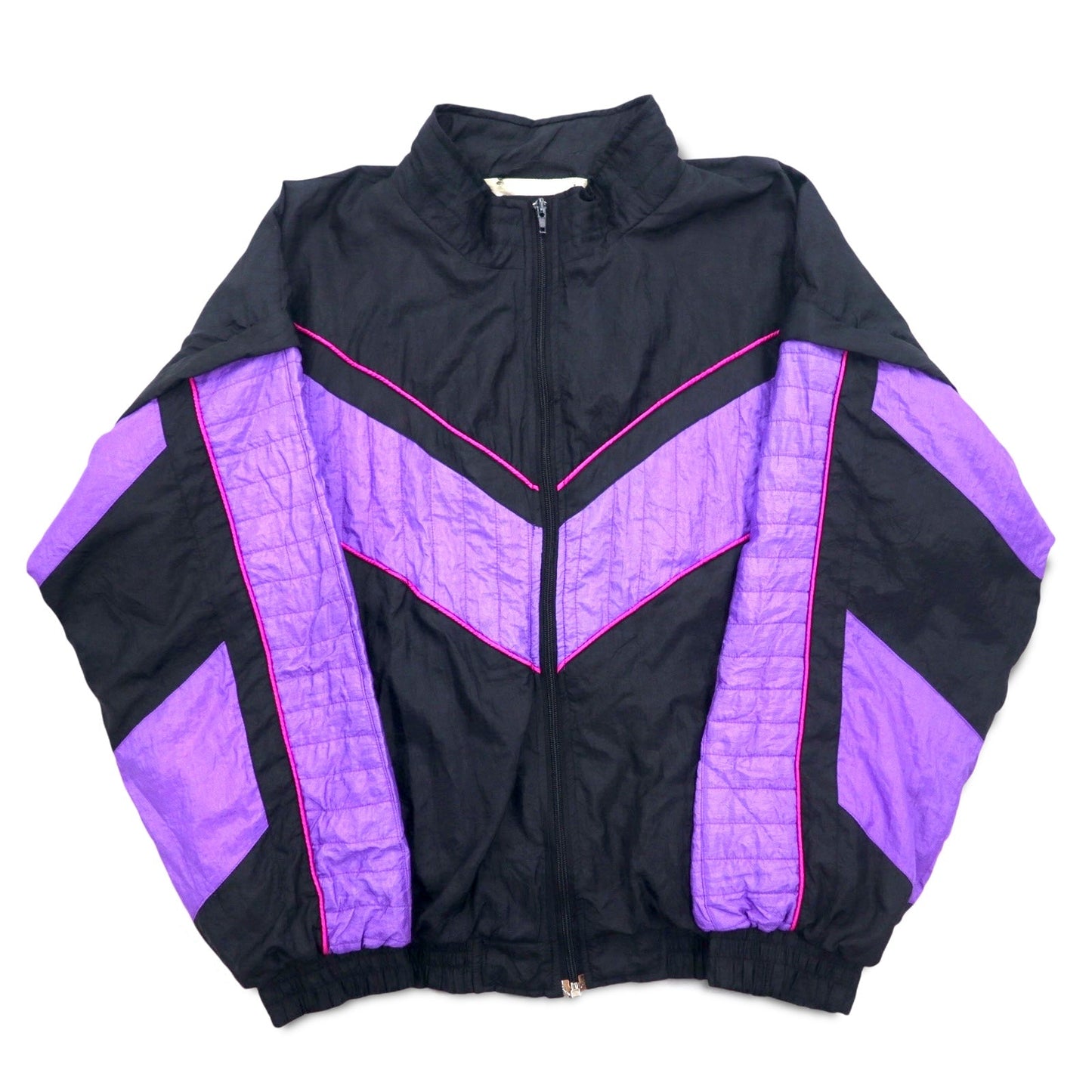 Vintage Nylon Jacket 90年代 ナイロンジャケット トレーニングジャケット ジャージ M ブラック アーム着脱式