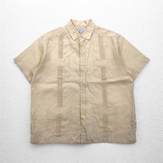 MOJITO COLLECTION リネン キューバシャツ 3XL ベージュ ボックスシルエット マルチポケット