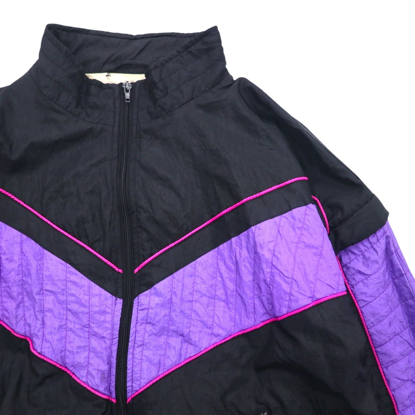 Vintage Nylon Jacket 90年代 ナイロンジャケット トレーニングジャケット ジャージ M ブラック アーム着脱式