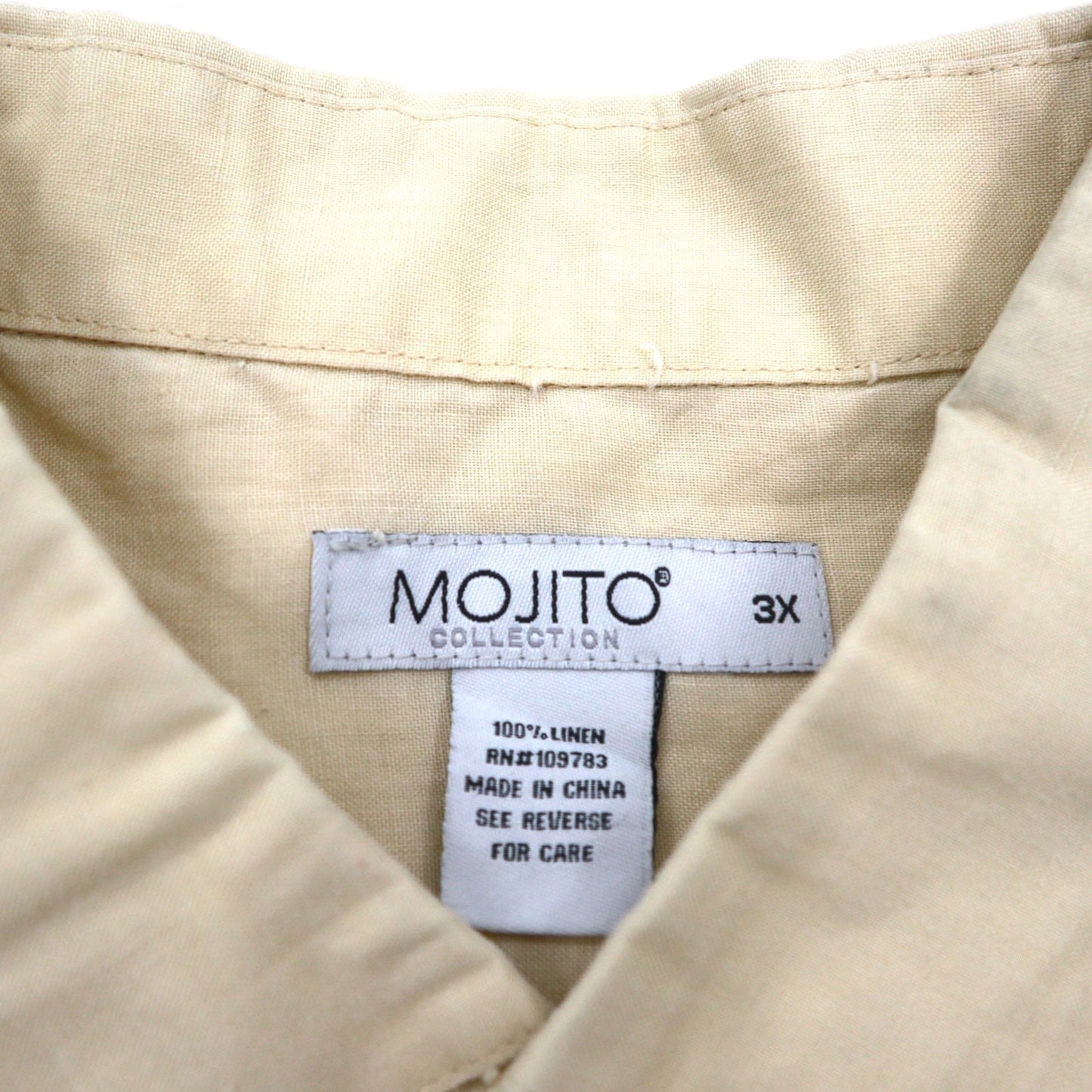 MOJITO COLLECTION リネン キューバシャツ 3XL ベージュ ボックスシルエット マルチポケット