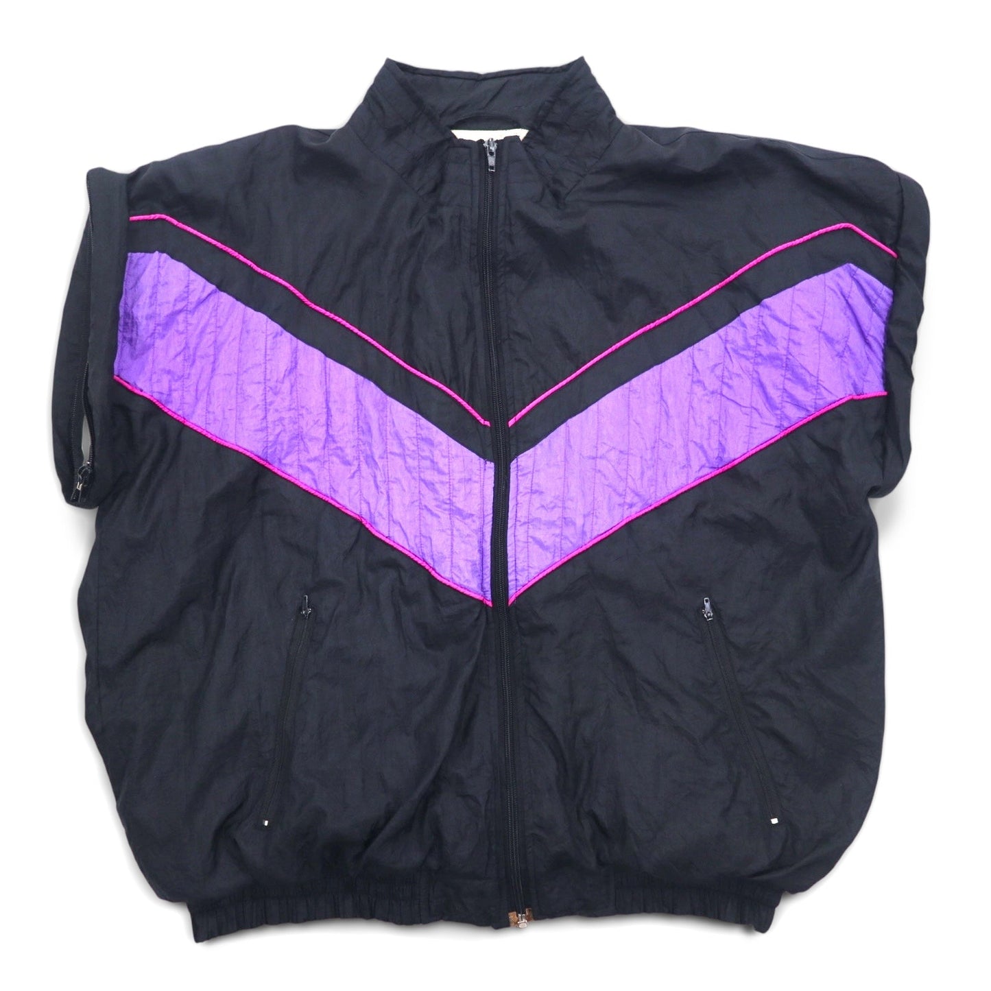 Vintage Nylon Jacket 90年代 ナイロンジャケット トレーニングジャケット ジャージ M ブラック アーム着脱式