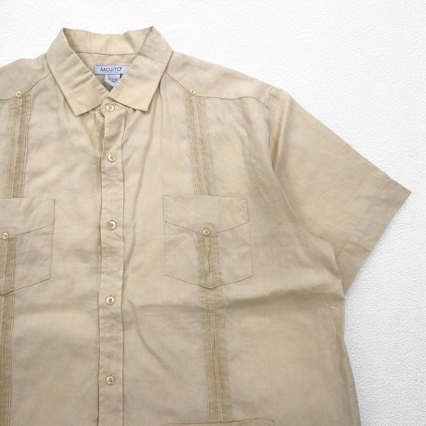 MOJITO COLLECTION リネン キューバシャツ 3XL ベージュ ボックスシルエット マルチポケット