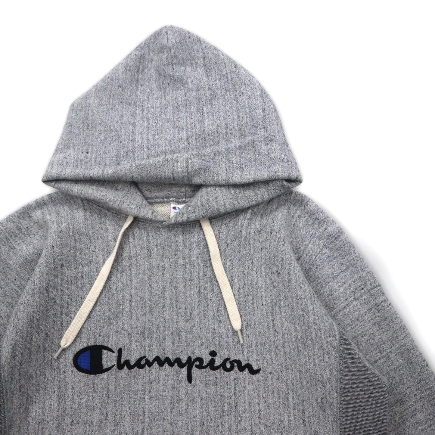 Champion リバースウィーブ REVERSE WEAVE リブライン プルオーバー パーカー M グレー スクリプトロゴ刺繍 C8-S103