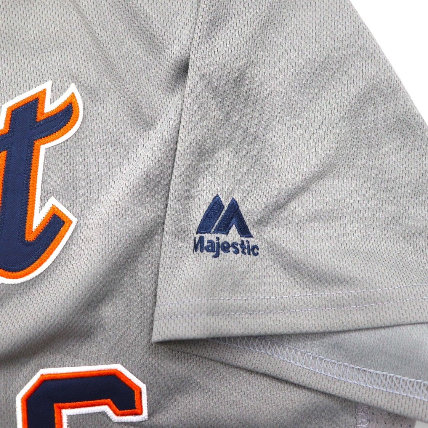 majestic USA製 MLB ベースボールシャツ XL グレー Detroit TIGERS ナンバリング FLEX BASE