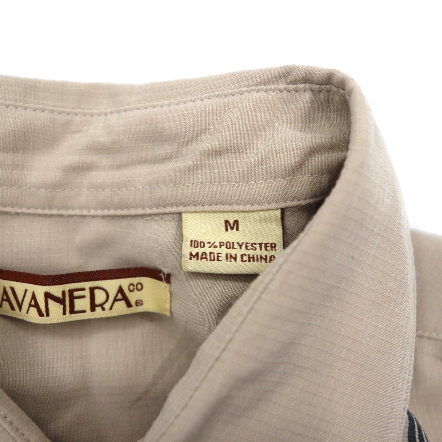 HAVANERA ラインデザイン キューバシャツ M ベージュ ポリエステル ボックスシルエット