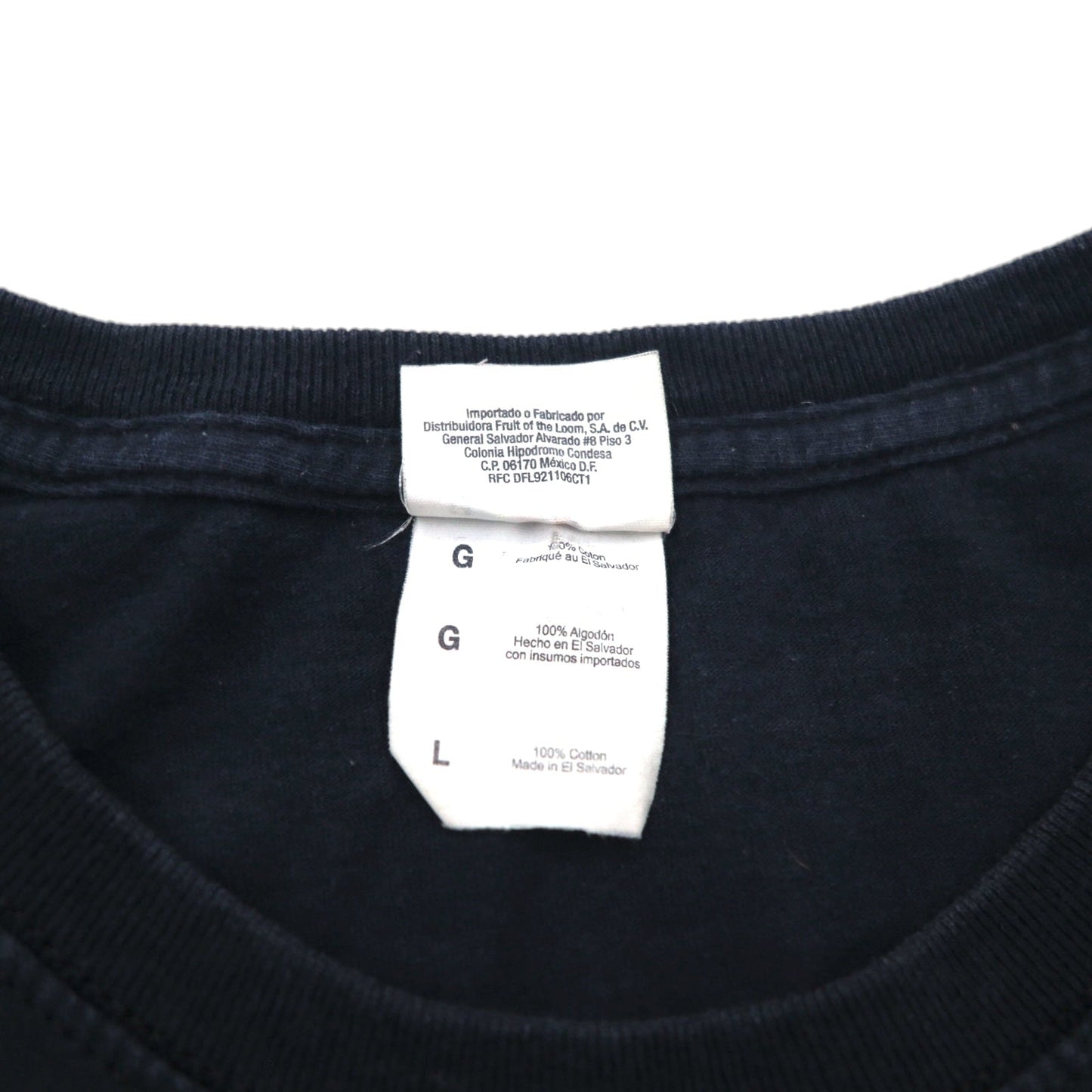 FRUIT OF THE LOOM 00年代 スカル プリント Tシャツ L ブラック コットン ファイヤー スピリット