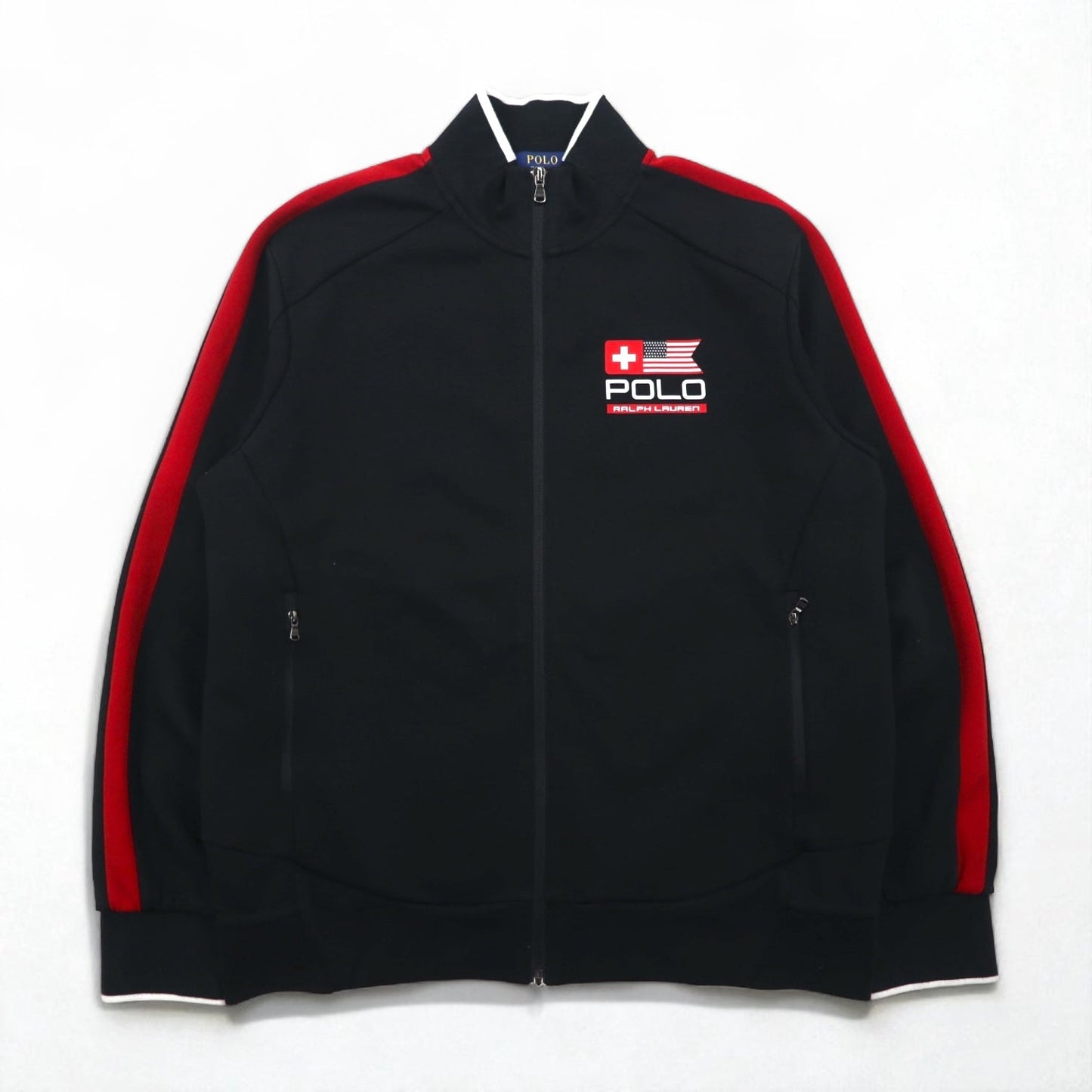 POLO RALPH LAUREN トラックジャケット ジャージ L ブラック ポリエステル コットン