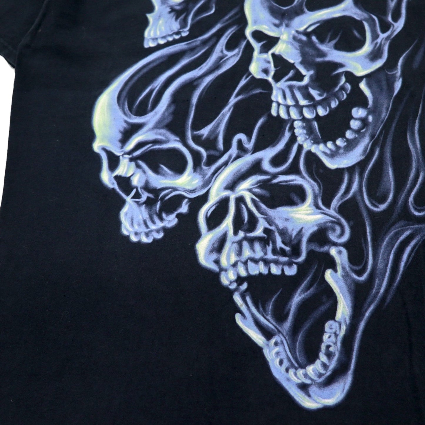 FRUIT OF THE LOOM 00年代 スカル プリント Tシャツ L ブラック コットン ファイヤー スピリット