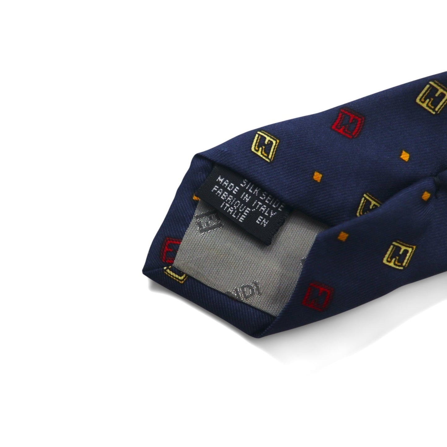 FENDI イタリア製 ヴィンテージ ズッカ FFロゴ ネクタイ ネイビー シルク 小紋 総柄