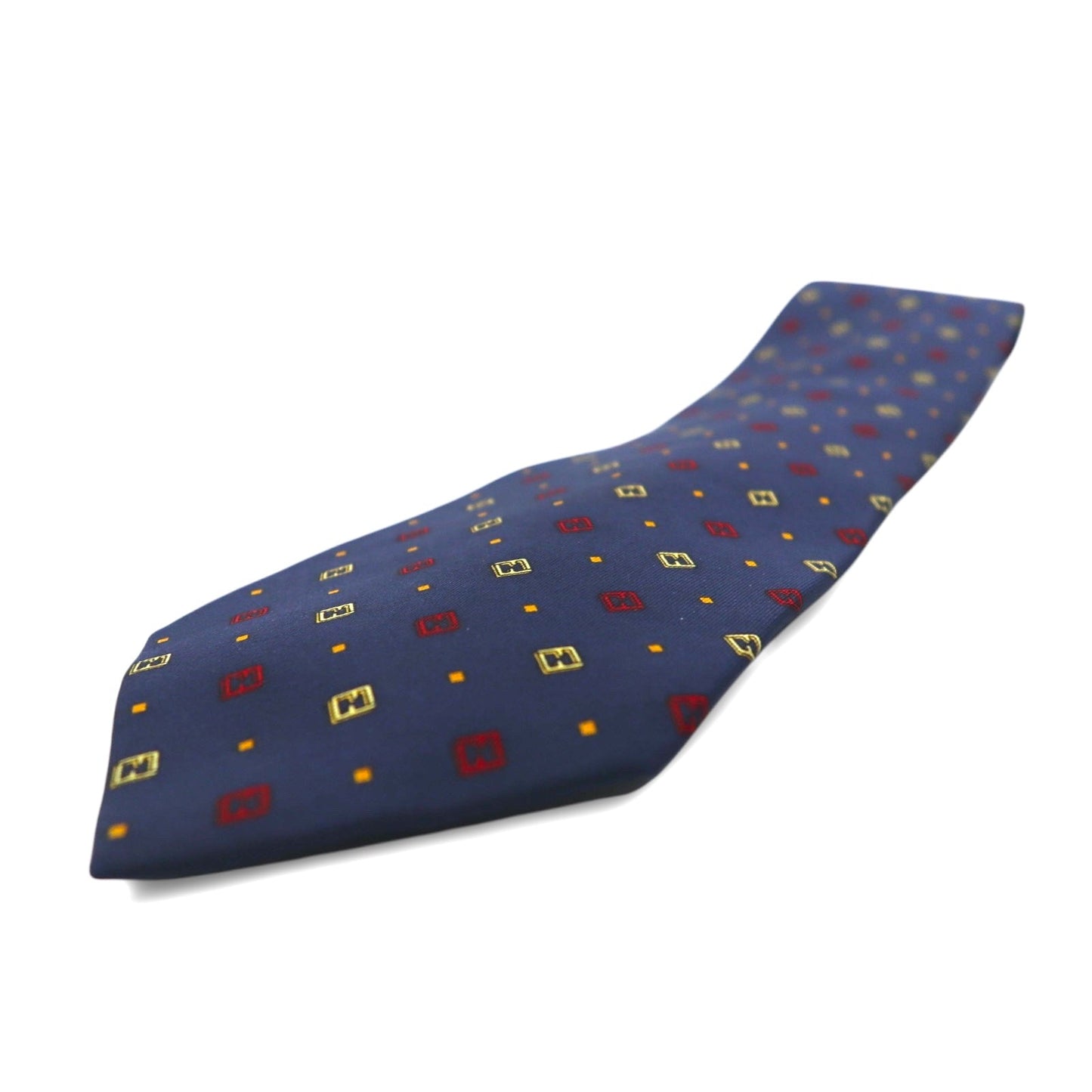 FENDI イタリア製 ヴィンテージ ズッカ FFロゴ ネクタイ ネイビー シルク 小紋 総柄