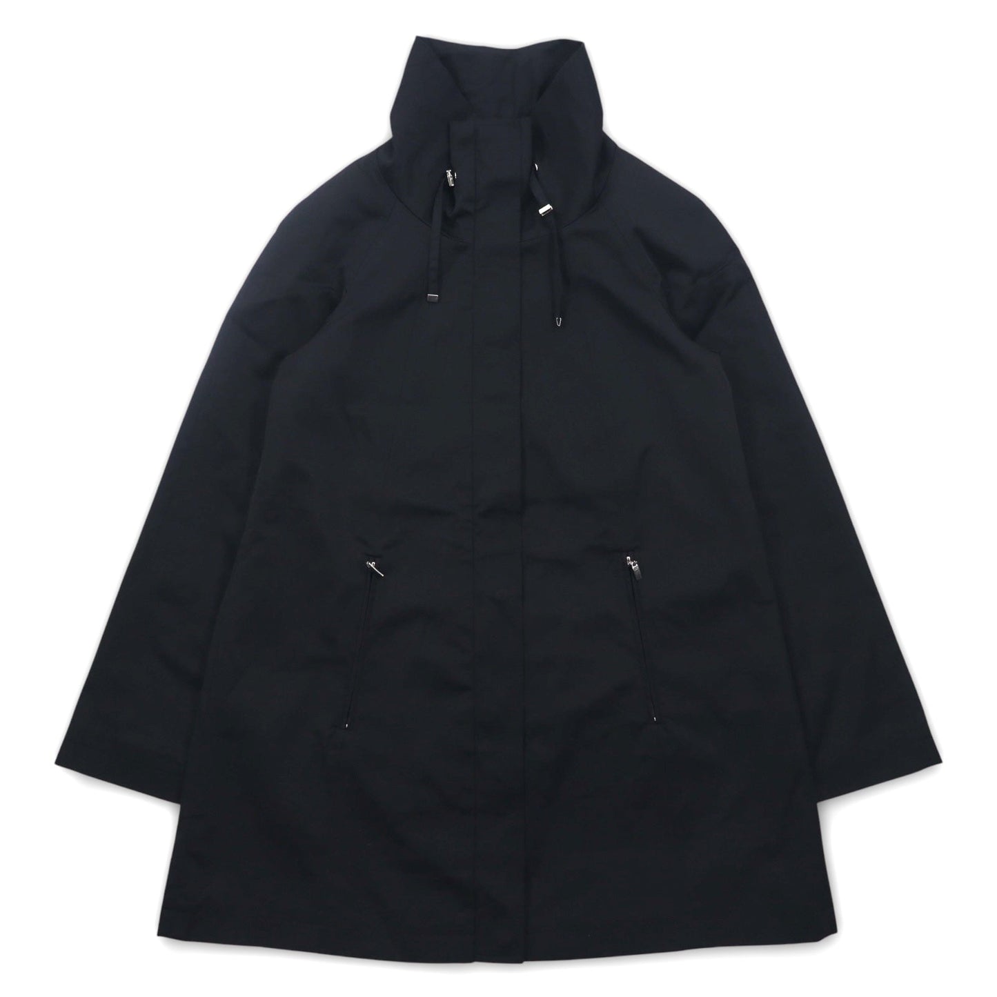 GALLERY スタンドカラー Aライン コート XS ブラック コットン ポリエステル