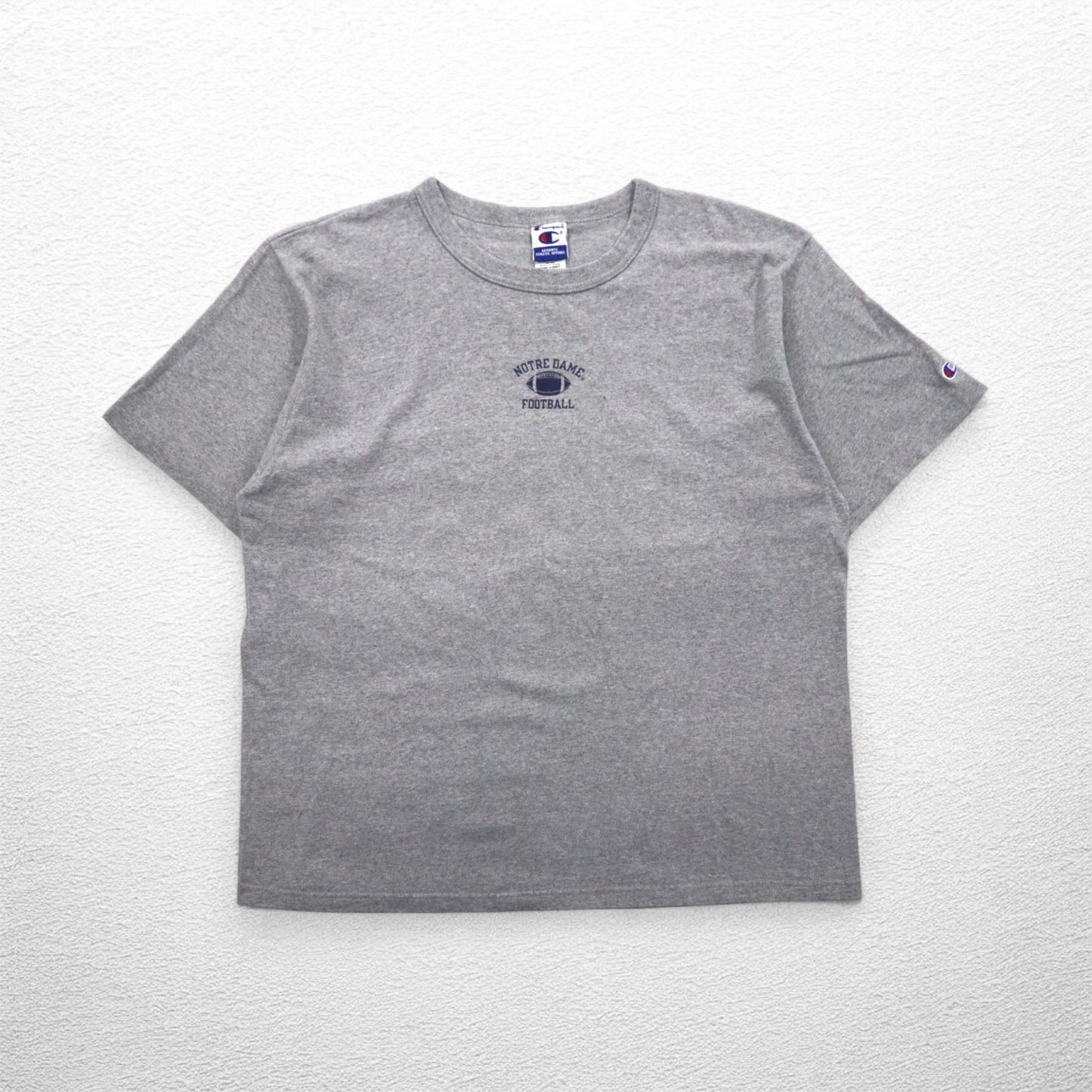 Champion 90年代 刺繍タグ Tシャツ XL グレー コットン NOTRE DAME FOOTBALL メキシコ製