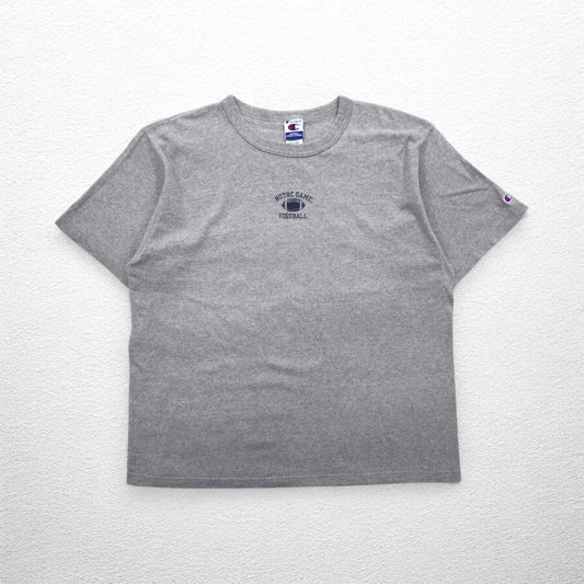 Champion 90年代 刺繍タグ Tシャツ XL グレー コットン NOTRE DAME FOOTBALL メキシコ製