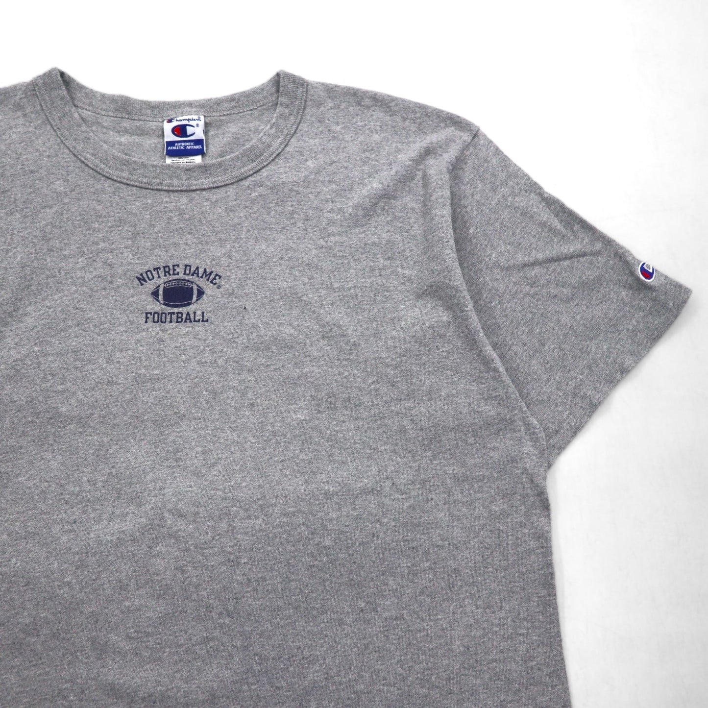 Champion 90年代 刺繍タグ Tシャツ XL グレー コットン NOTRE DAME FOOTBALL メキシコ製