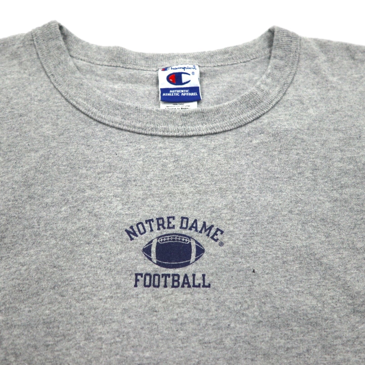 Champion 90年代 刺繍タグ Tシャツ XL グレー コットン NOTRE DAME FOOTBALL メキシコ製