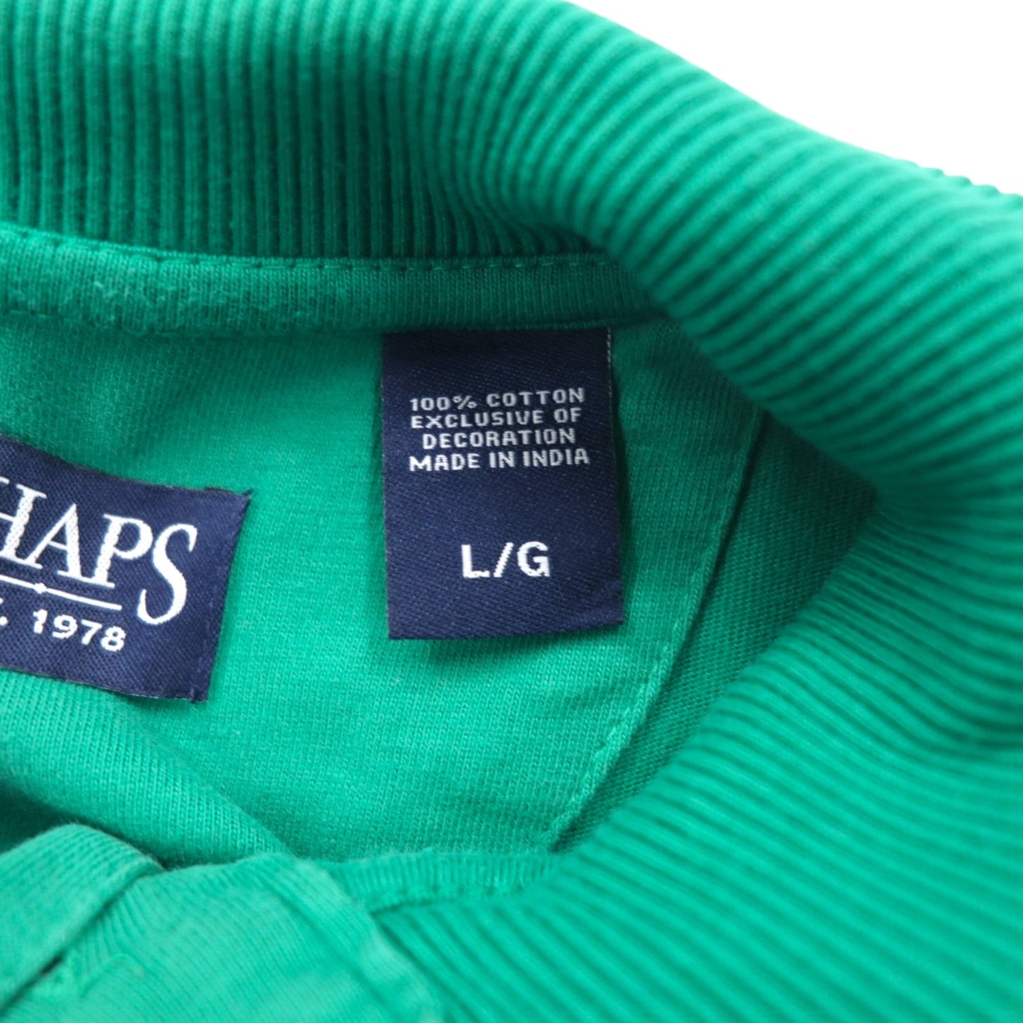 CHAPS ハーフボタン ロングスリーブTシャツ ロンT L グリーン コットン ワンポイントロゴ刺繍
