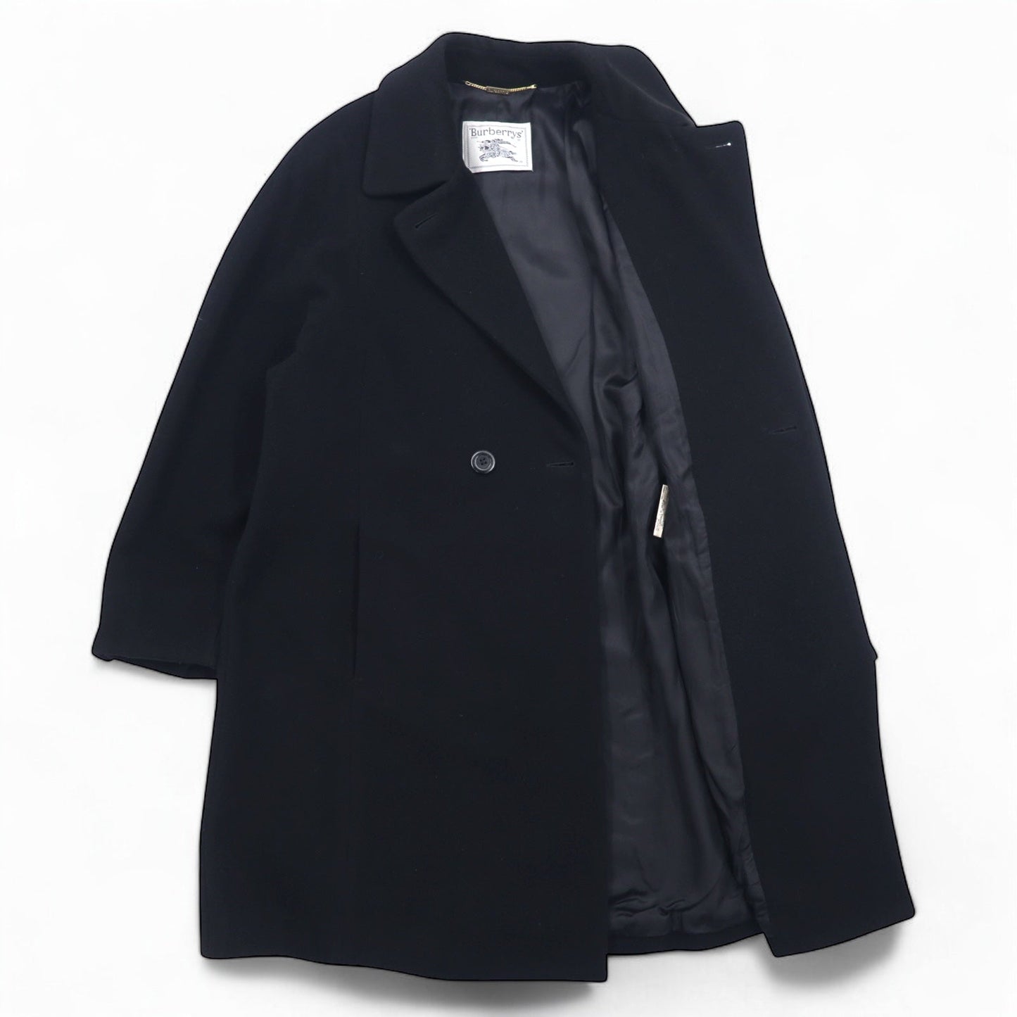 Burberrys スペイン製 カシミヤ チェスターコート M ブラック ウール WOOL & CASHMERE