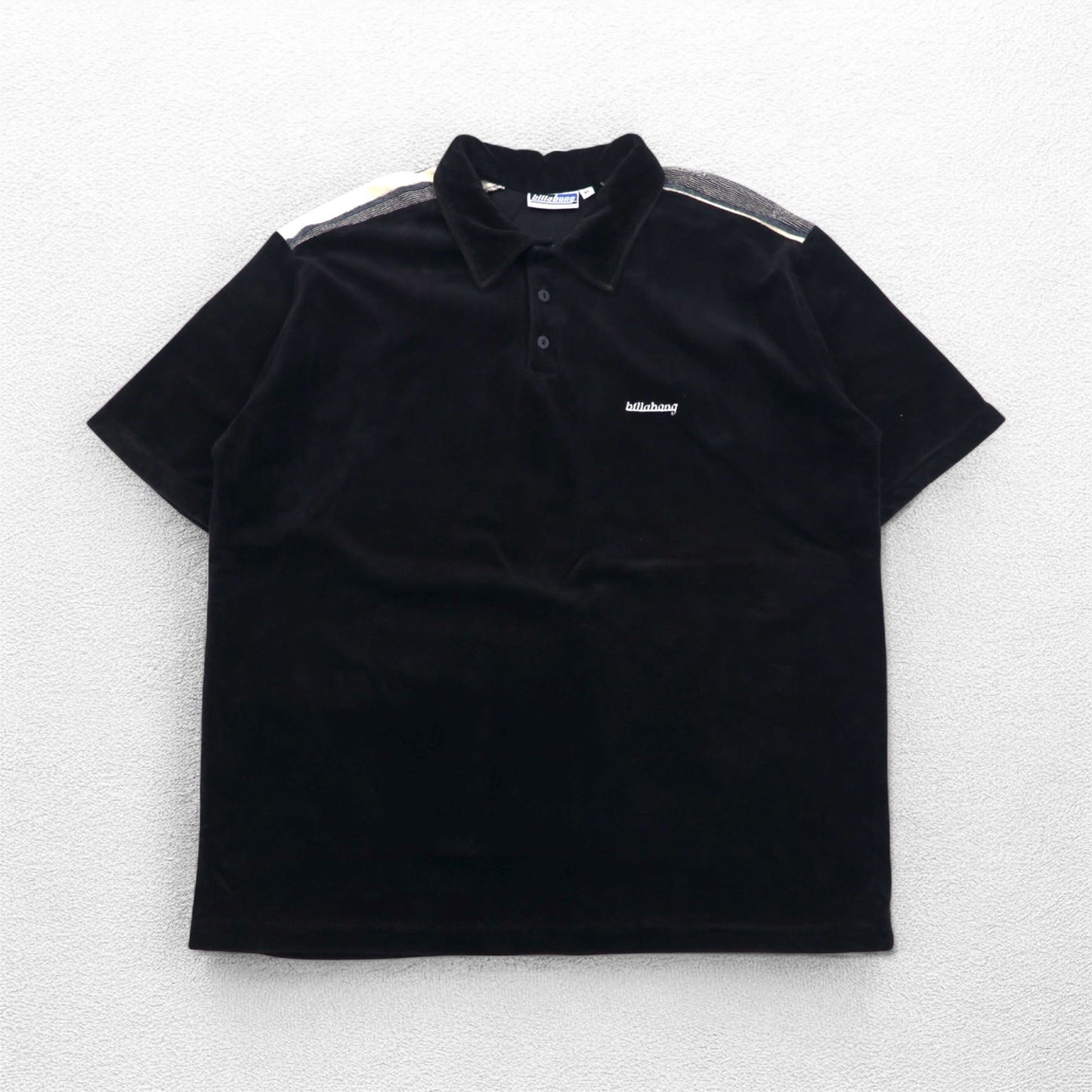 billabong 90年代 USA製 ベロア ポロシャツ XL ブラック コットン ポリエステル ワンポイントロゴ刺繍