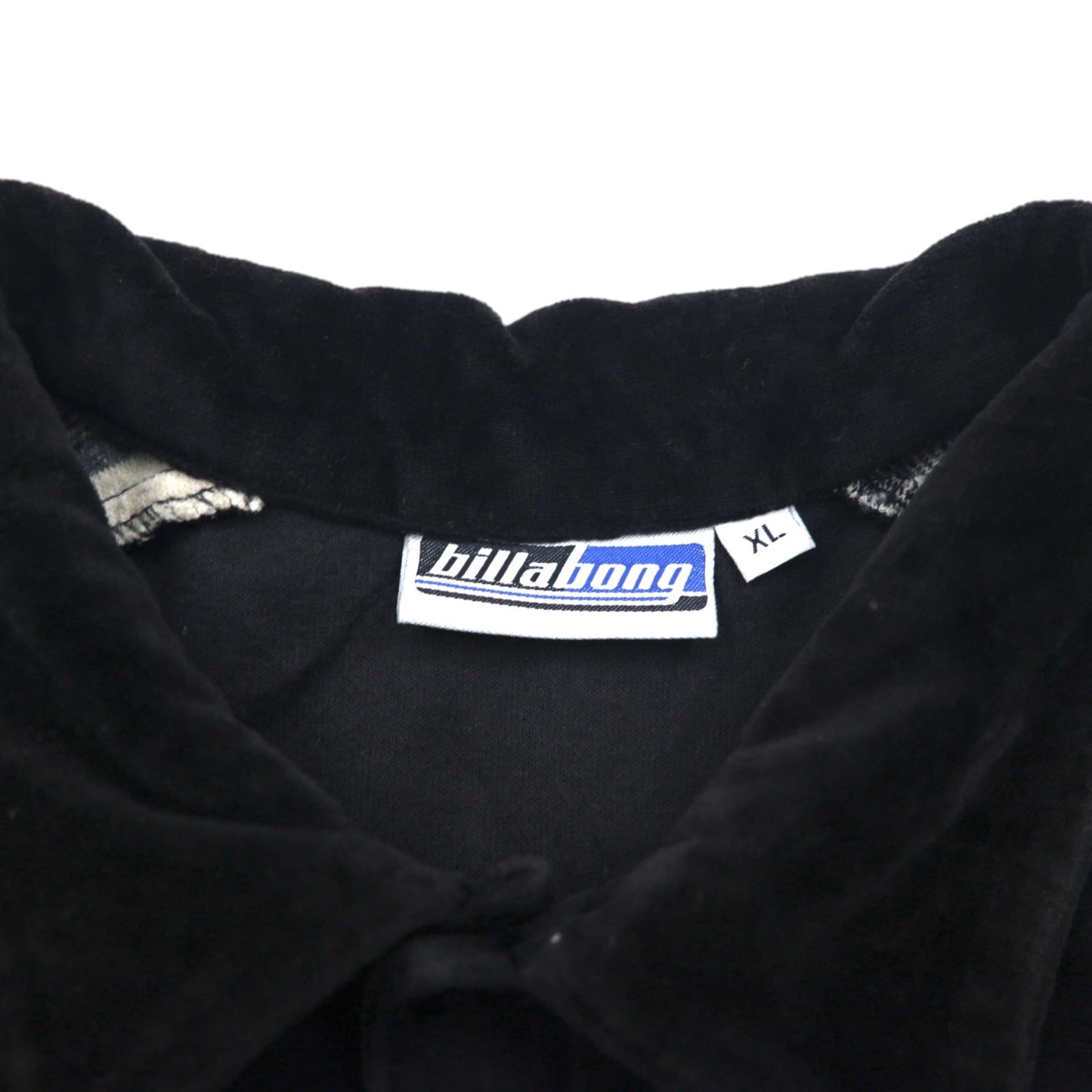 billabong 90年代 USA製 ベロア ポロシャツ XL ブラック コットン ポリエステル ワンポイントロゴ刺繍