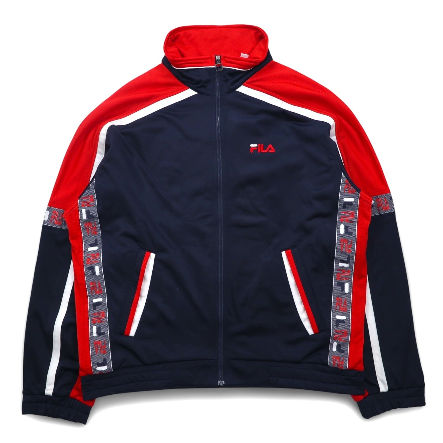 FILA 90年代 トラックジャケット ジャージ XL ネイビー レッド ポリエステル テープロゴ