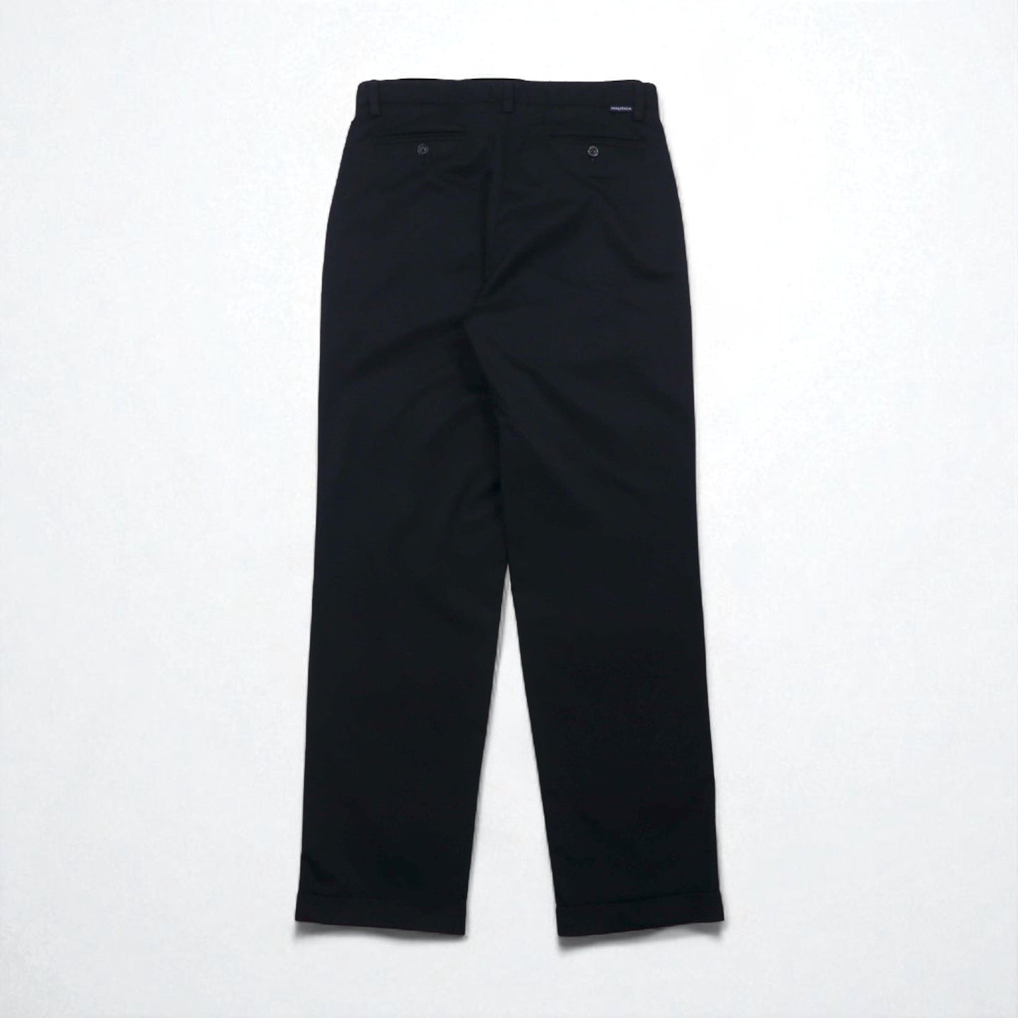 NAUTICA 2タック ワイド スラックスパンツ M ブラック RIGGER コットン