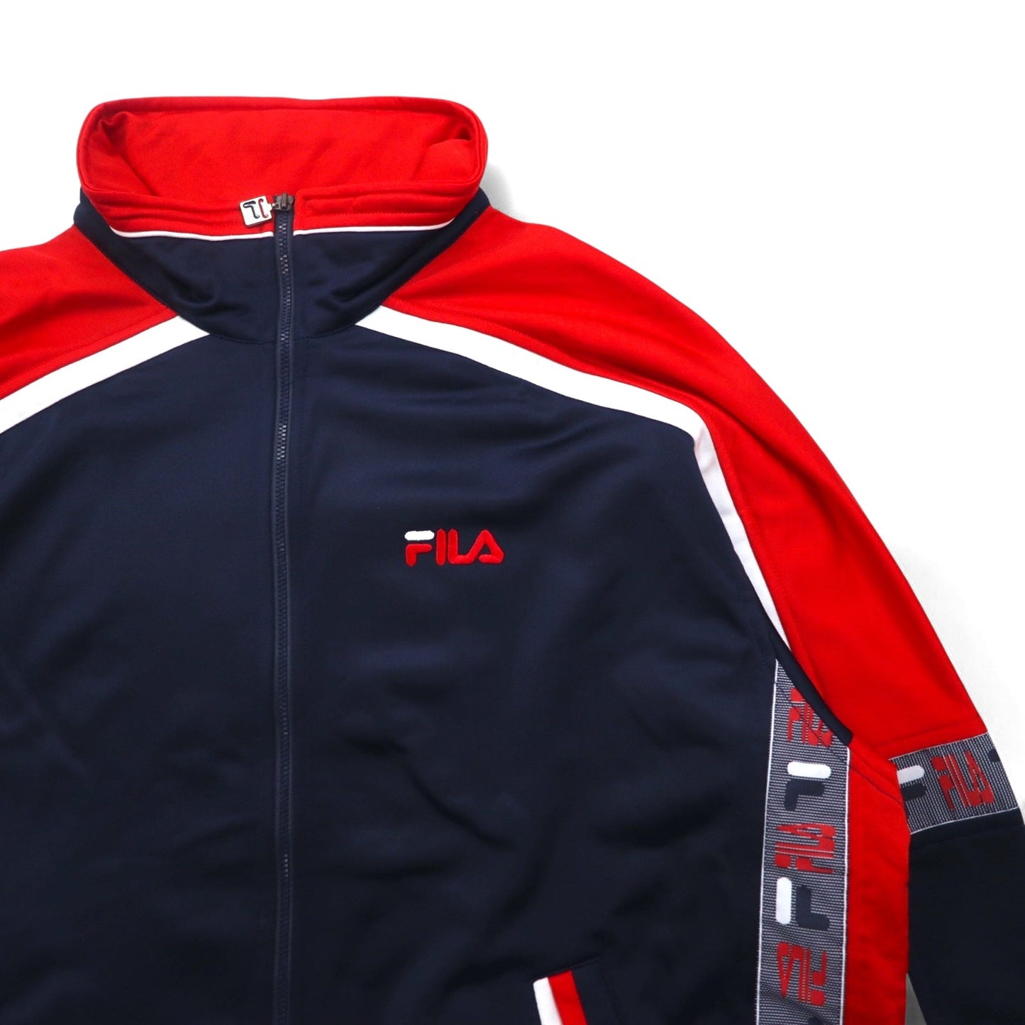 FILA 90年代 トラックジャケット ジャージ XL ネイビー レッド ポリエステル テープロゴ