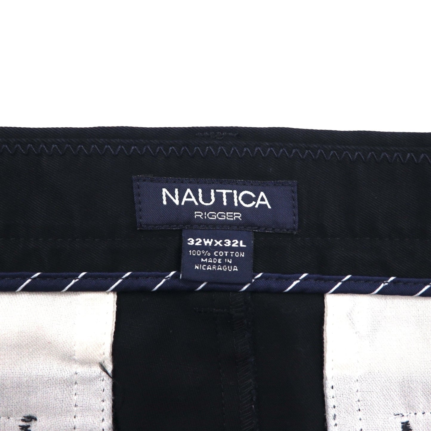 NAUTICA 2タック ワイド スラックスパンツ M ブラック RIGGER コットン