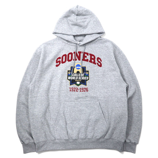 Champion ECO カレッジ プリント パーカー 3XL グレー コットン 裏起毛 NCAA SOONERS ビッグサイズ