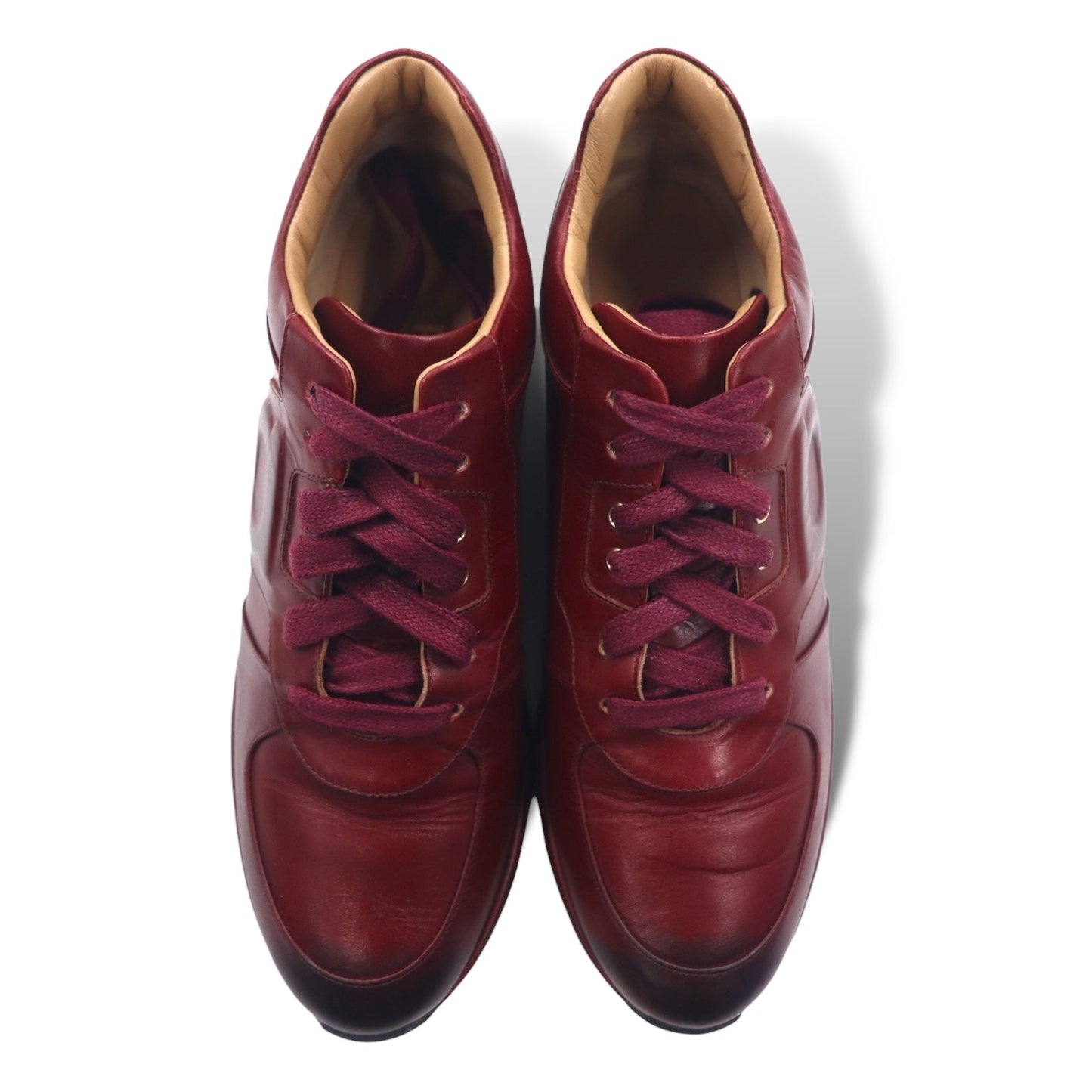 Salvatore Ferragamo イタリア製 ガンチーニ カーフレザー スニーカー 24.5cm ボルドー MORGAN NZ H 01800