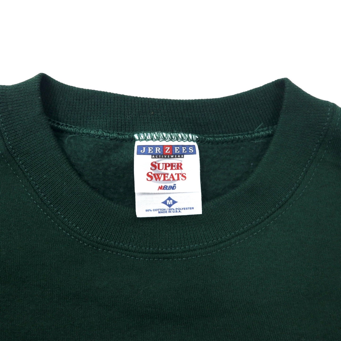 JERZEES USA製 90年代 SUPER SWEATS クルーネック スウェット M グリーン コットン 裏起毛 YHS Dance Team ワンポイント刺繍