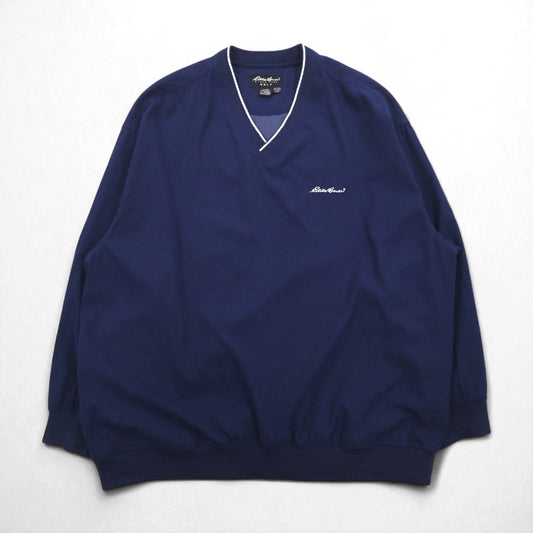 Eddie Bauer ピステ プルオーバー ナイロンジャケット L ネイビー ポリエステル 撥水 ワンポイントロゴ刺繍 サイドポケット