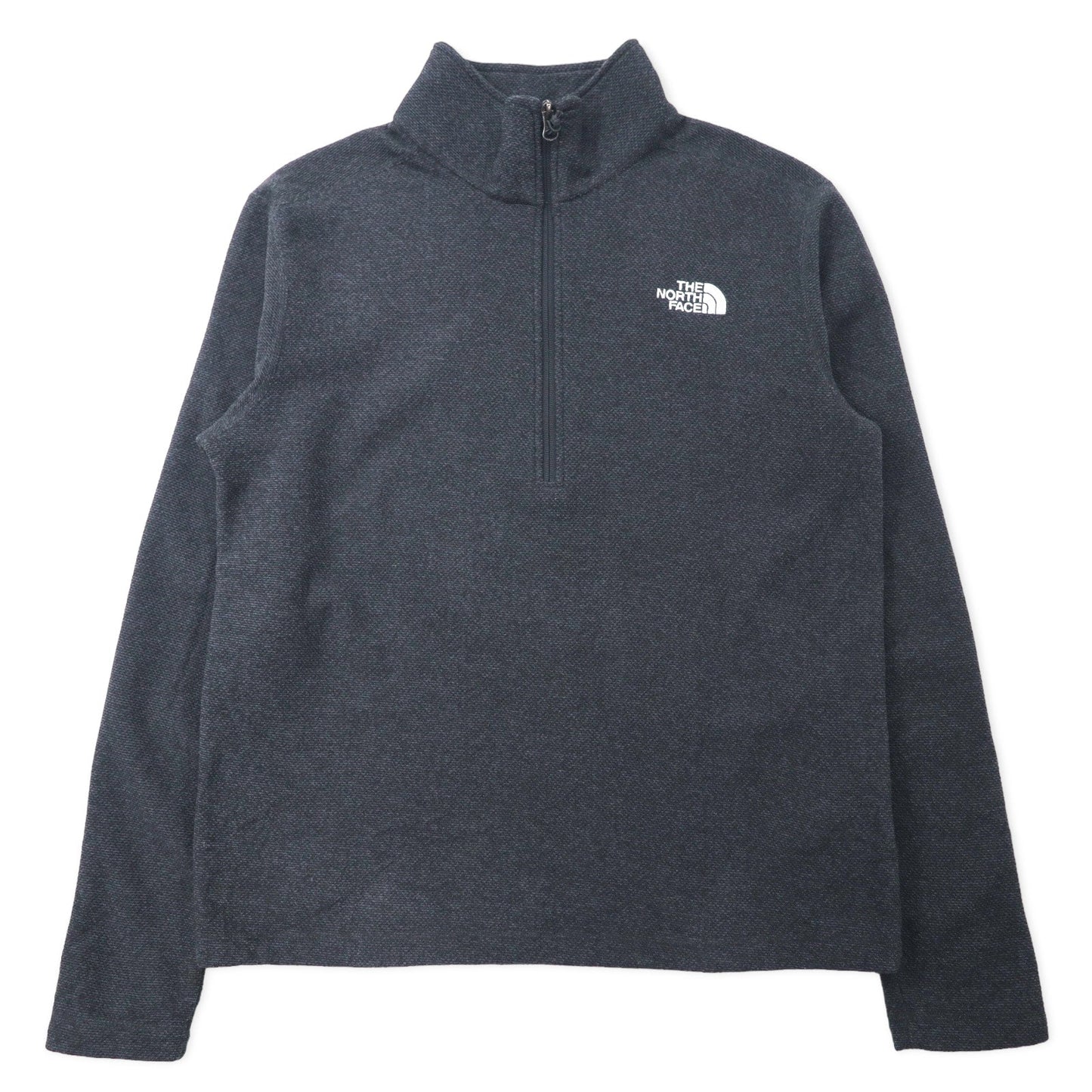THE NORTH FACE ハーフジップ フリースジャケット M グレー ポリエステル ワンポイントロゴ刺繍