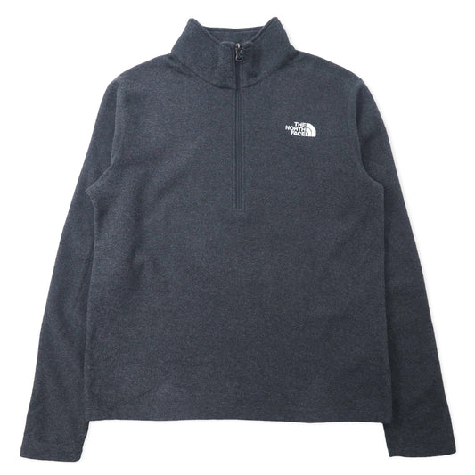 THE NORTH FACE ハーフジップ フリースジャケット M グレー ポリエステル ワンポイントロゴ刺繍