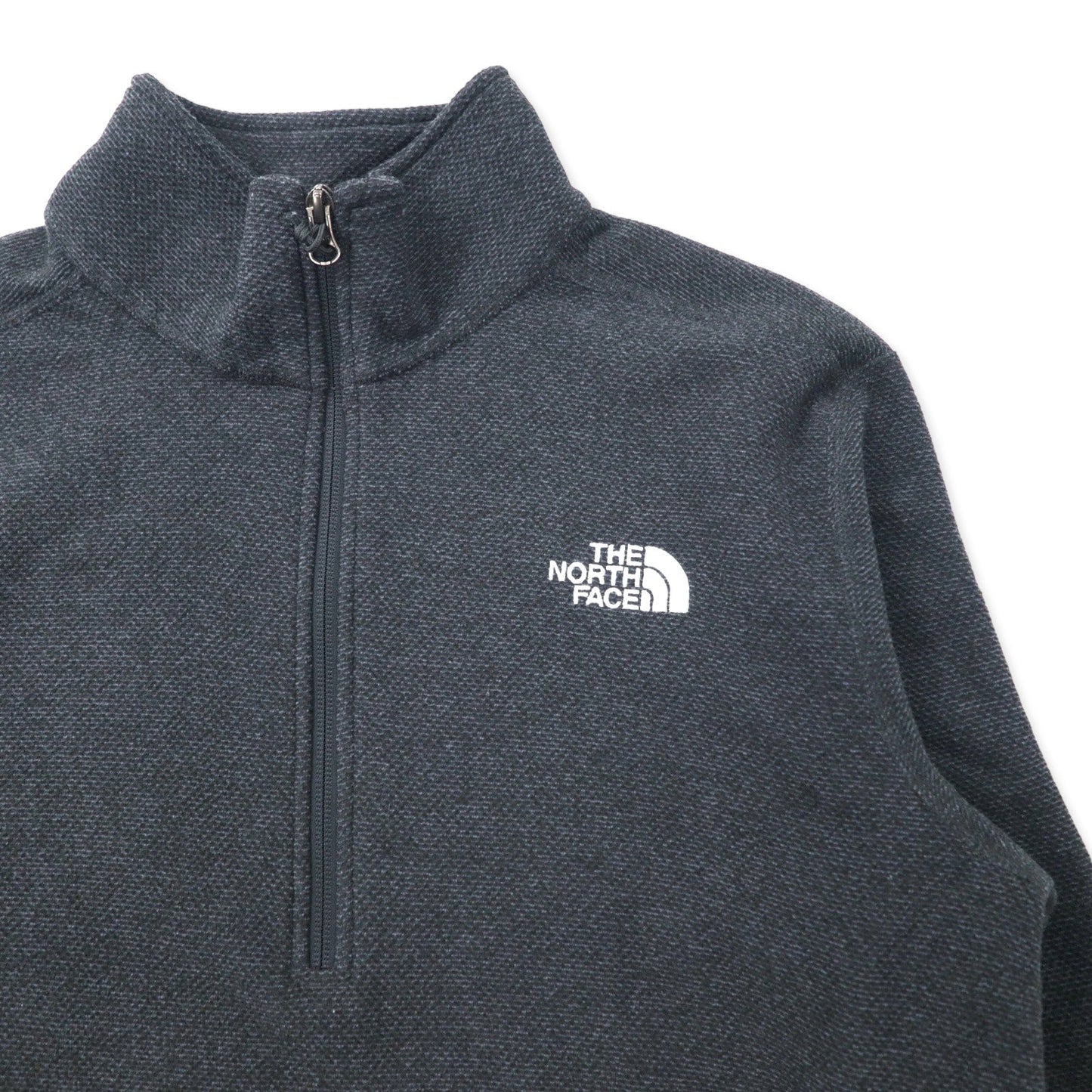 THE NORTH FACE ハーフジップ フリースジャケット M グレー ポリエステル ワンポイントロゴ刺繍