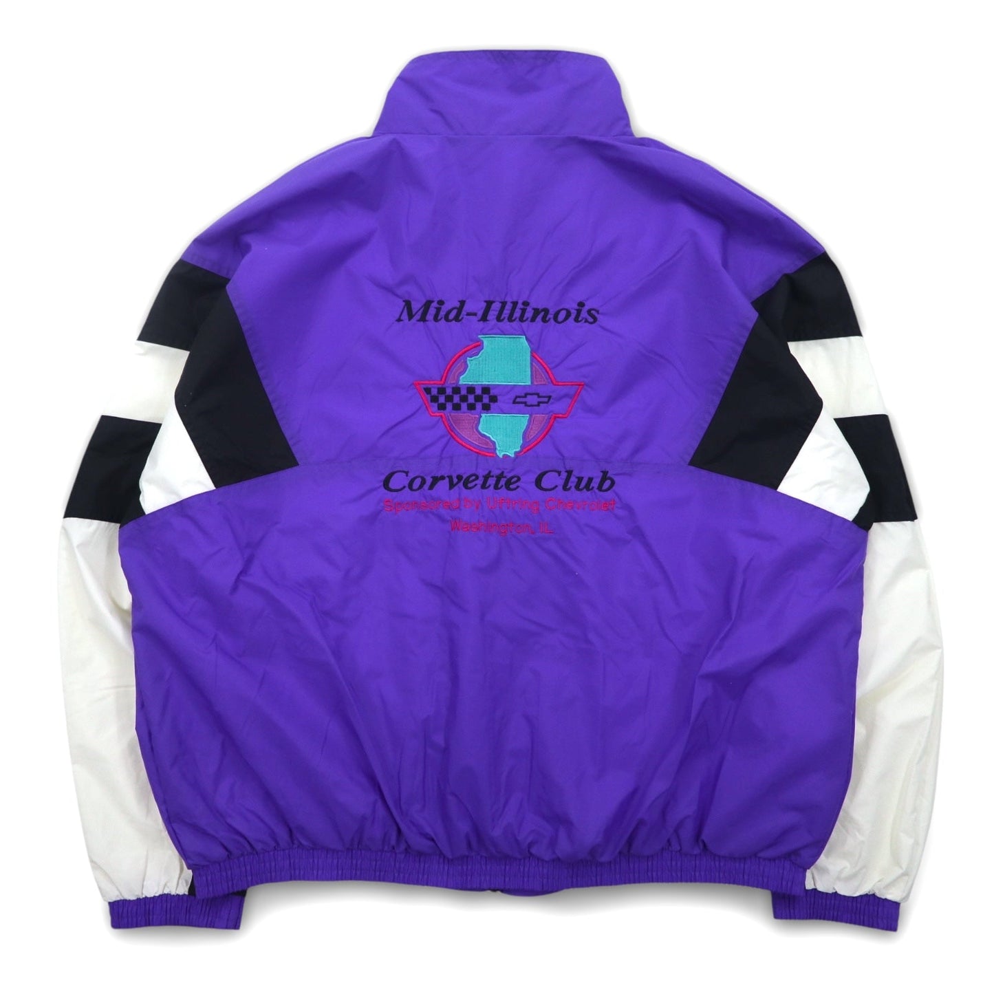 90年代 Holloway ナイロンジャケット XL パープル バック刺繍 Corvette Club シボレー