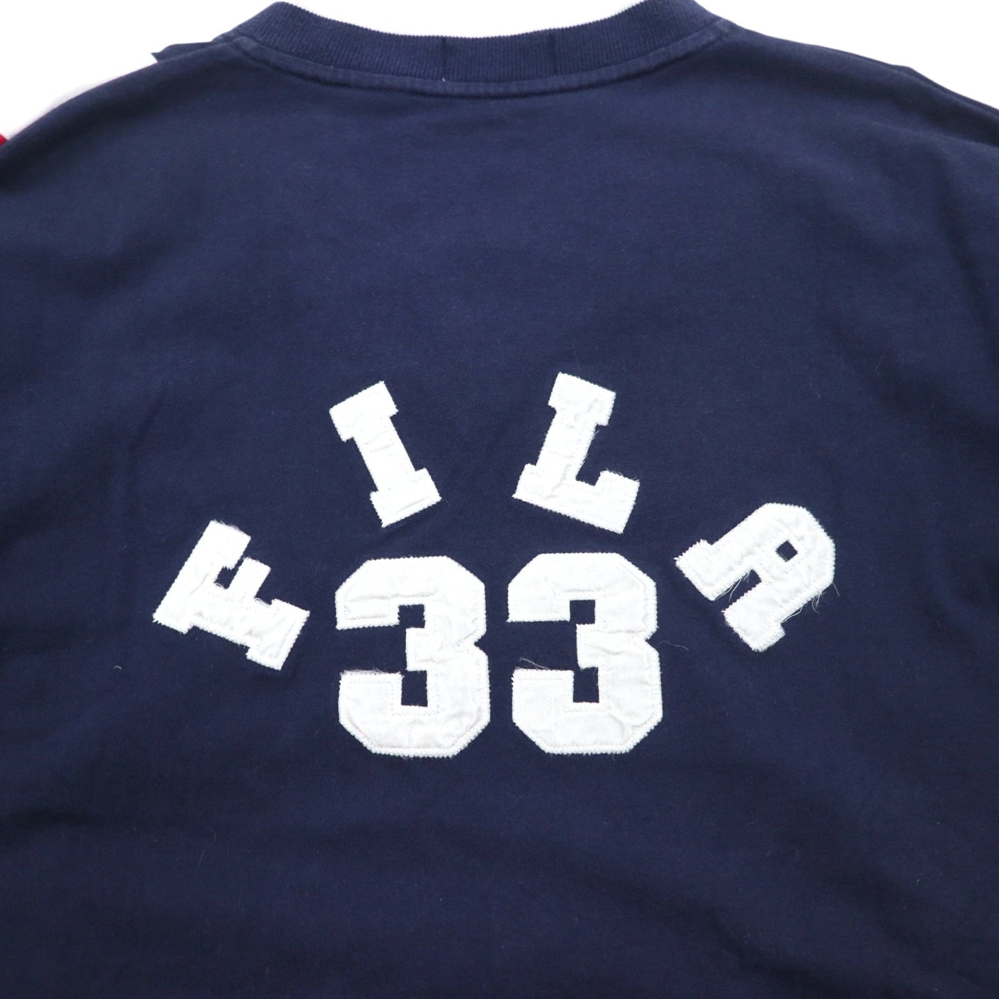FILA 90年代 Vネック フットボール スウェット XL ネイビー トリコロール ナンバリング