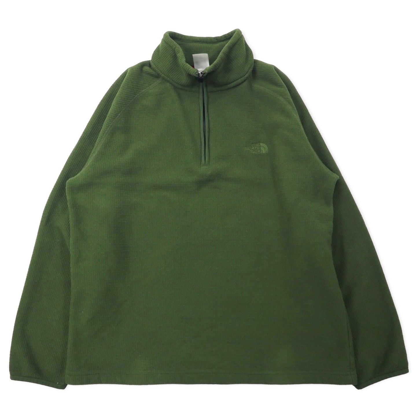 THE NORTH FACE ハーフジップ フリースジャケット M カーキ ポリエステル ワンポイントロゴ刺繍